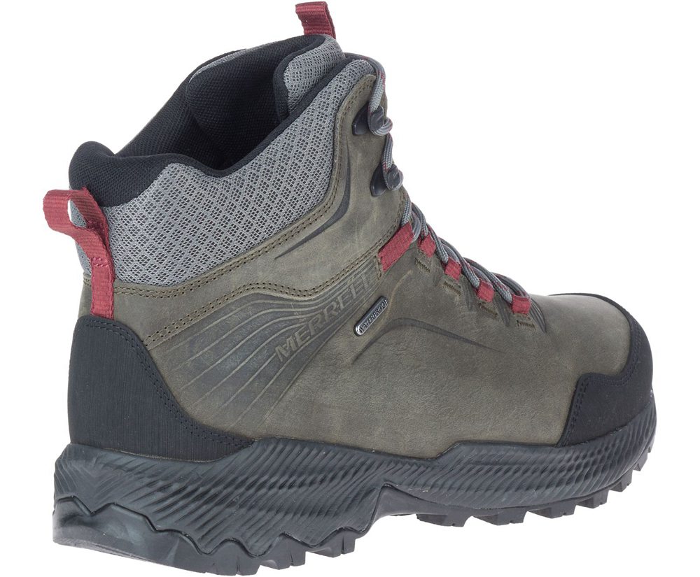 Merrell Hiking Boots Olive/Black - Forestbound Mid Waterproof - Mens 24BFGNHAW